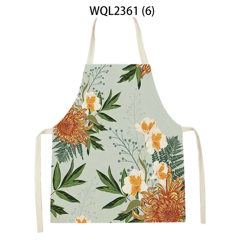 Upetstory Plumeria Flower Print Kitchen Chef Apron 3D Floral Women Adjustable Waist Apron for BBQ Baking Cooking Delantales