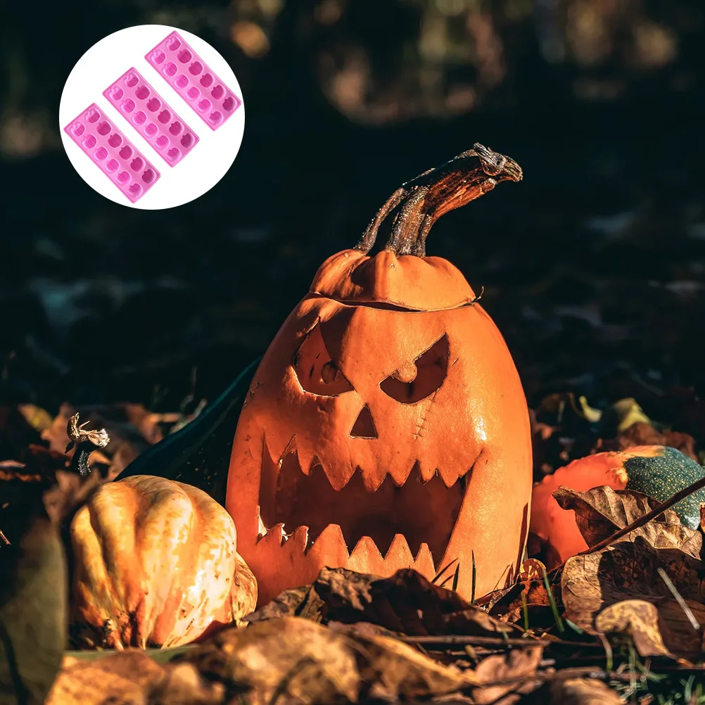 

3 Pcs Pumpkin Mold -grid Molds Halloween Silicone Ice Cubes Making Cake Odorless