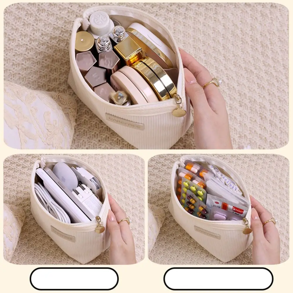 Small Item Bag Corduroy Cosmetic Bag Korean Style Jewelry Storage Bag Small Makeup Bag Lager Capacity Zipper Coin Purse Men