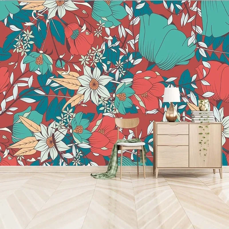Custom 3D Mural Wall Hand-Painted European-Style Floral TV Backdrop Papel De Parede Home Décor Art Wallpaper For Bedroom Walls
