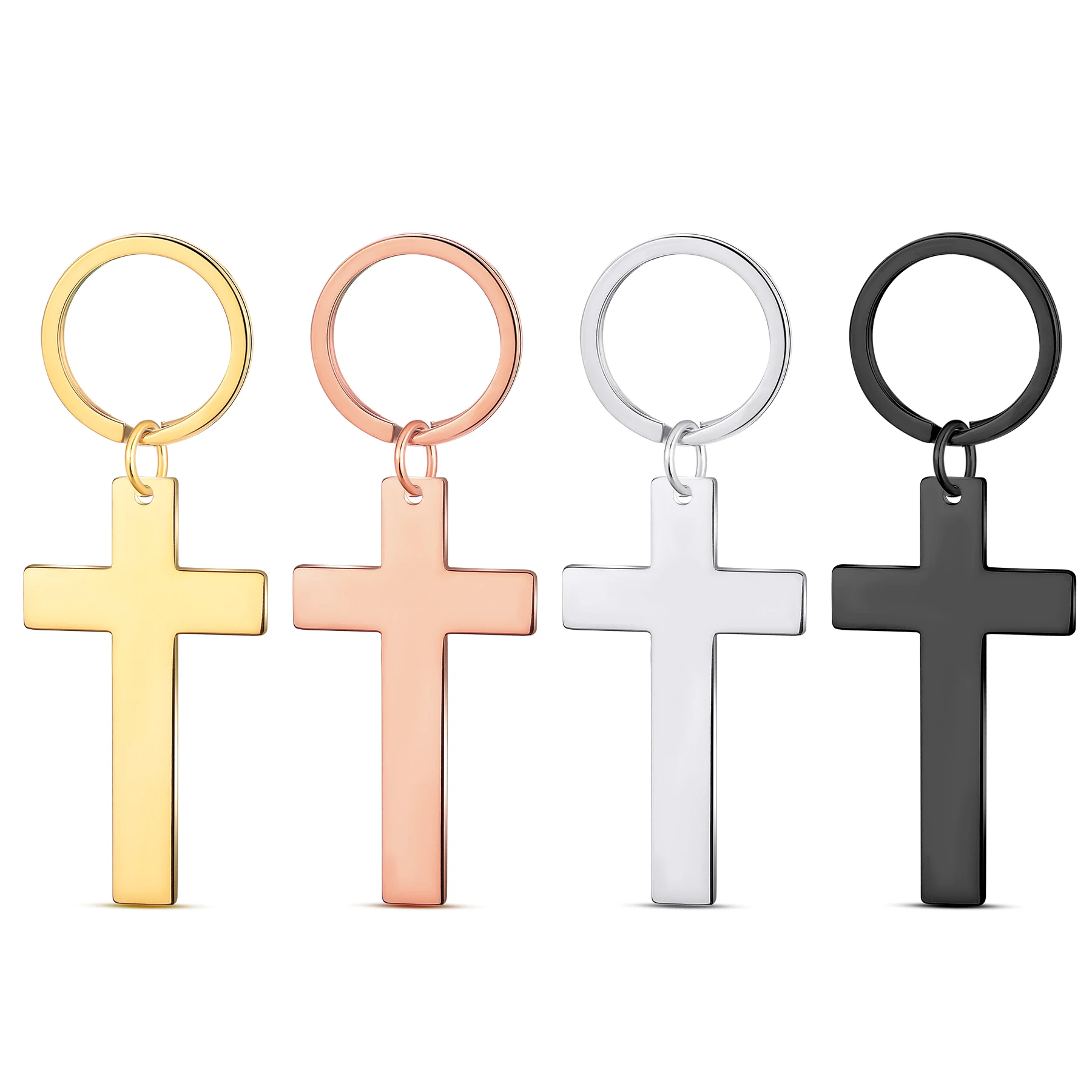 

3Pcs/Lot Punk Stainless Steel Cross Pendant Keychian For Men Women Hip Hop Christian Key Chains Keyring Christmas Jewelry Gift