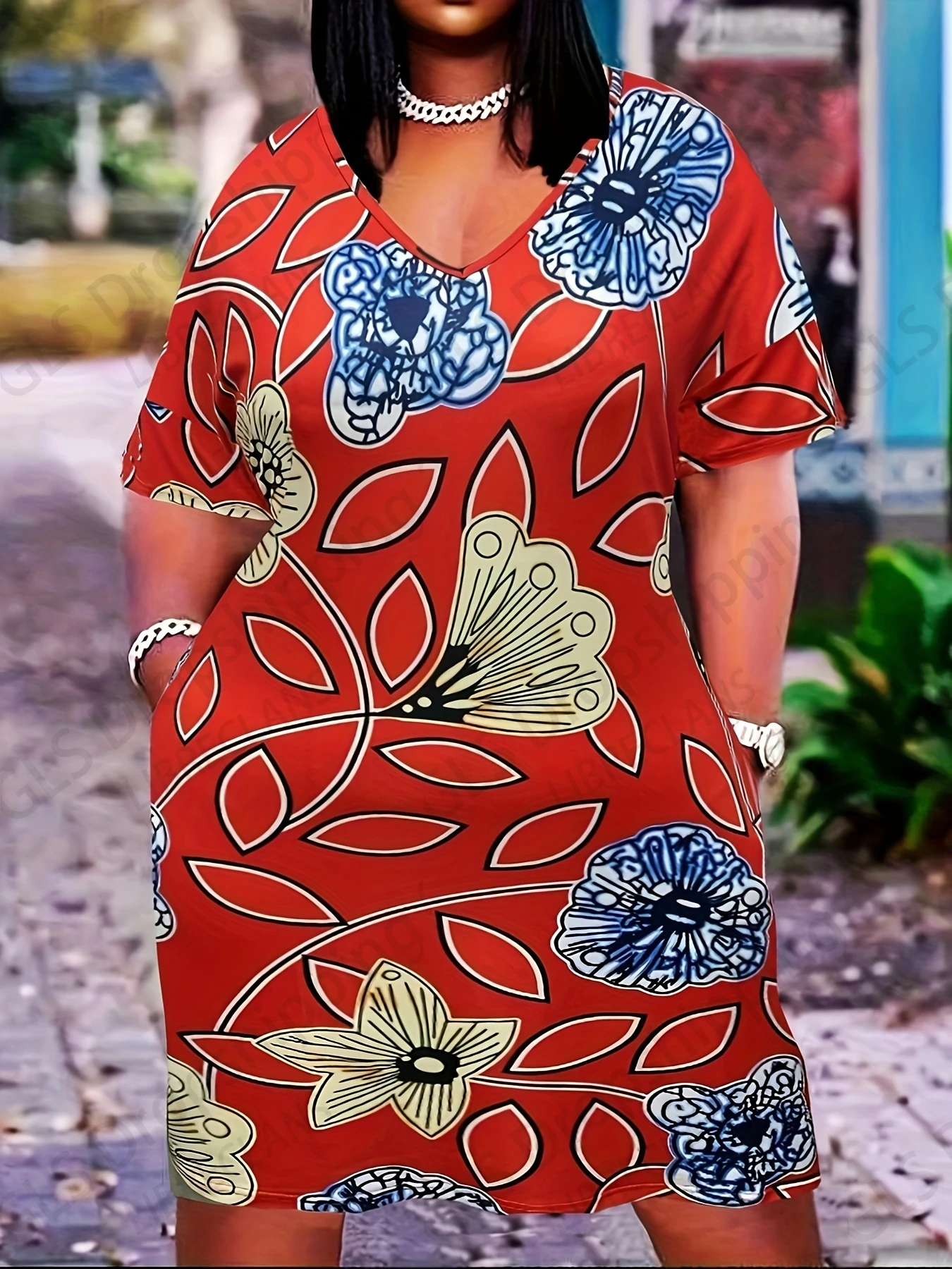 Afrykańska sukienka lato dla kobiet moda z dekoltem w serek Midi Africa sukienka wieczorowa elegancka Sundress sukienki w dużym rozmiarze kieszeń