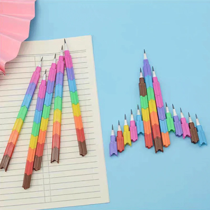 Regenbogenfarbener Kugelschreiber ohne Anspitzer, Bleistift-Bauset als Geschenk für den Kindergartenpreis und Schreibwaren