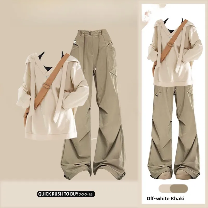 

Early Autumn Lazy Sle Loose Sweatirt Jaet Zen Sle High Waist Casual Yamamoto Pants Two-Piece Set Comfortable Loose Fit