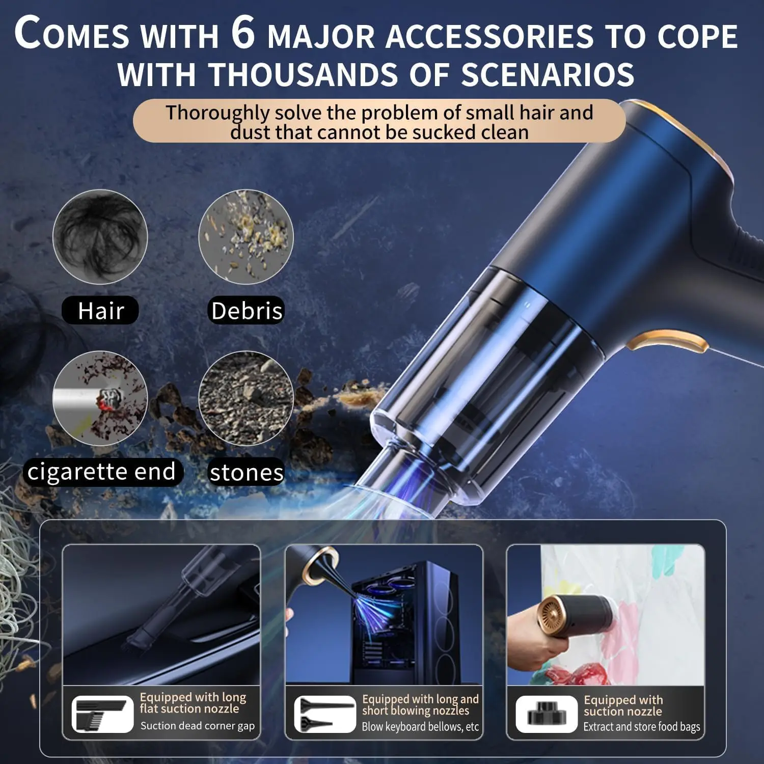 Handheld Car Vacuum Cleaner,Car Vacuum Portable Cordless And Air Duster, 12000PA High Power Handheld Vacuum Cleaner For Car, Hom