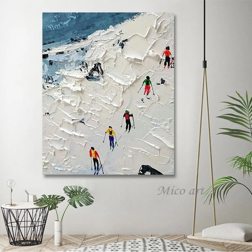 Outdoor Wall Art Decoration Canvas Picture Frameless 3D Snow Mountain Landscape Abstract Figure Oil Painting Office Artwork