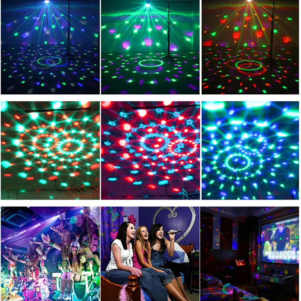 LED Stage Disco Light Rotating DJ Ball Strobe Remote Sound Control Magic Dance Car RGB Christmas Gift Party Club Laser Show Lamp