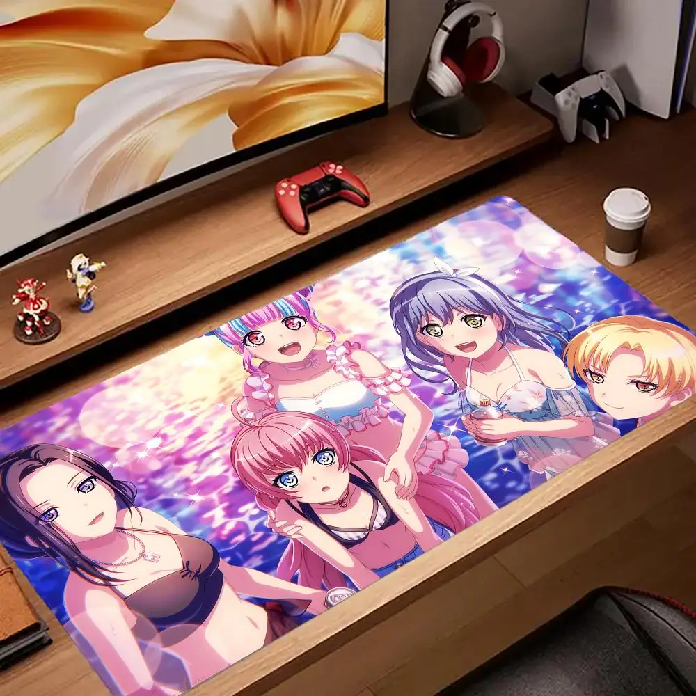 

12-B-BanG Dream MY GO Коврик для мыши Коврики для клавиатуры, резина Kawai, нескользящий настольный коврик, XXL90x40 см