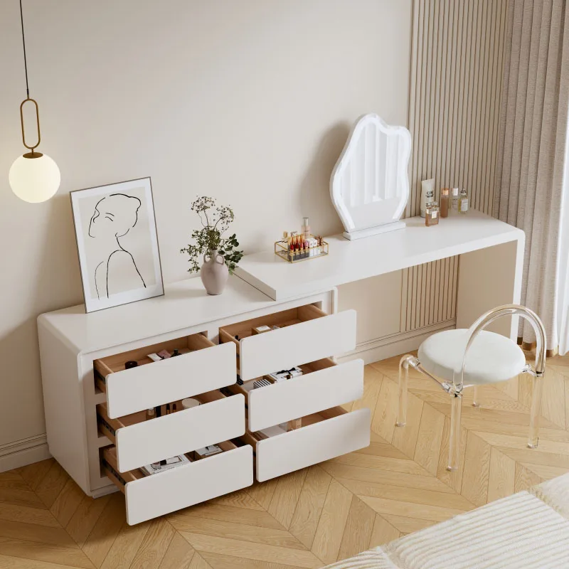 

White Modern Dressing Table Storage desings Side Cabinets Dressing Table Mirror Chair Tocador Maquillaje Bedroom Furniture