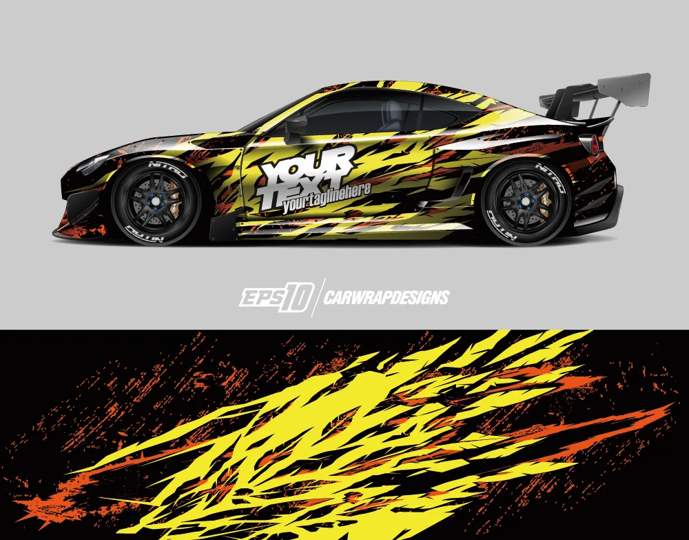 Tiger Pattern Racing Car Graphic Decal Full Body Vinyl Wrap Modern Design Vector Image Full Wrap Sticker Decorative Car Decal