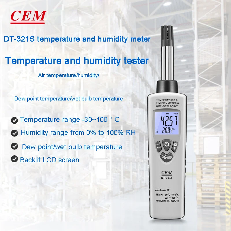 DT-321S professional high-precision wet bulb dew point temperature detector industrial temperature and humidity meter