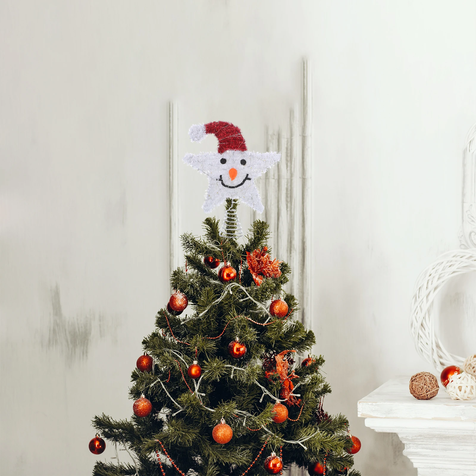 

Christmas Tree Top Star Topper with Lights Decorative Ornament Shaped Glitter Flash