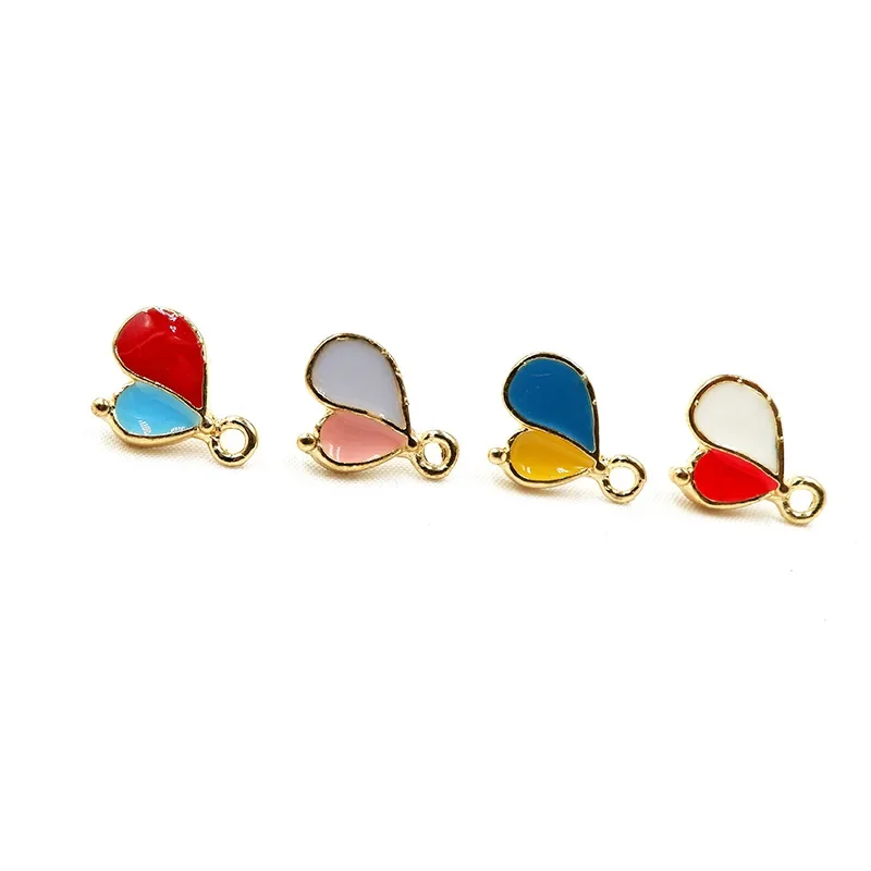 New 16mm 6 Pieces High Quality Zinc Alloy Drip Oil Hearts Earring Base Connectors for DIY Earring making Jewelry Accessories