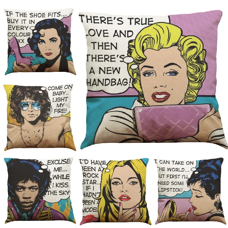 Pop Art Cushion Cover Fashion Pillow Cover Linen Case Home Decoration Car Sofa Decorative Pillowcase coussin Kissen 45x45cm