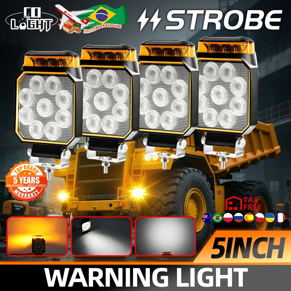 

CO LIGHT Стробоскоп Forlift Светодиодный рабочий свет Прожектор 4-дюймовый тяжелый инвентарь Грузовик Трактор Тележка Лодка ATV UTV 40000LM 12V 24V