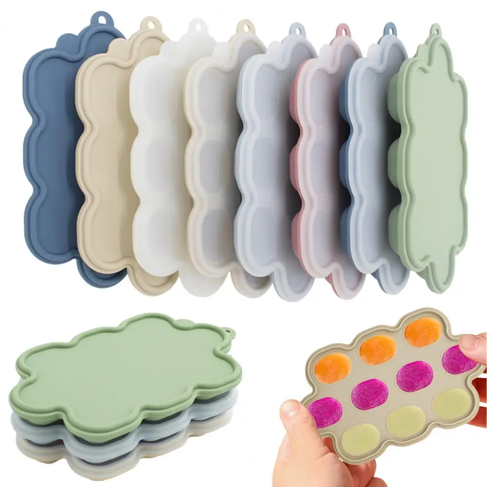 10 Girds Silicone Nibble Tray Toddle Food Freezer Case With Lid Breastmilk Storage Container For Teething Ice Cubes Fruit Purees