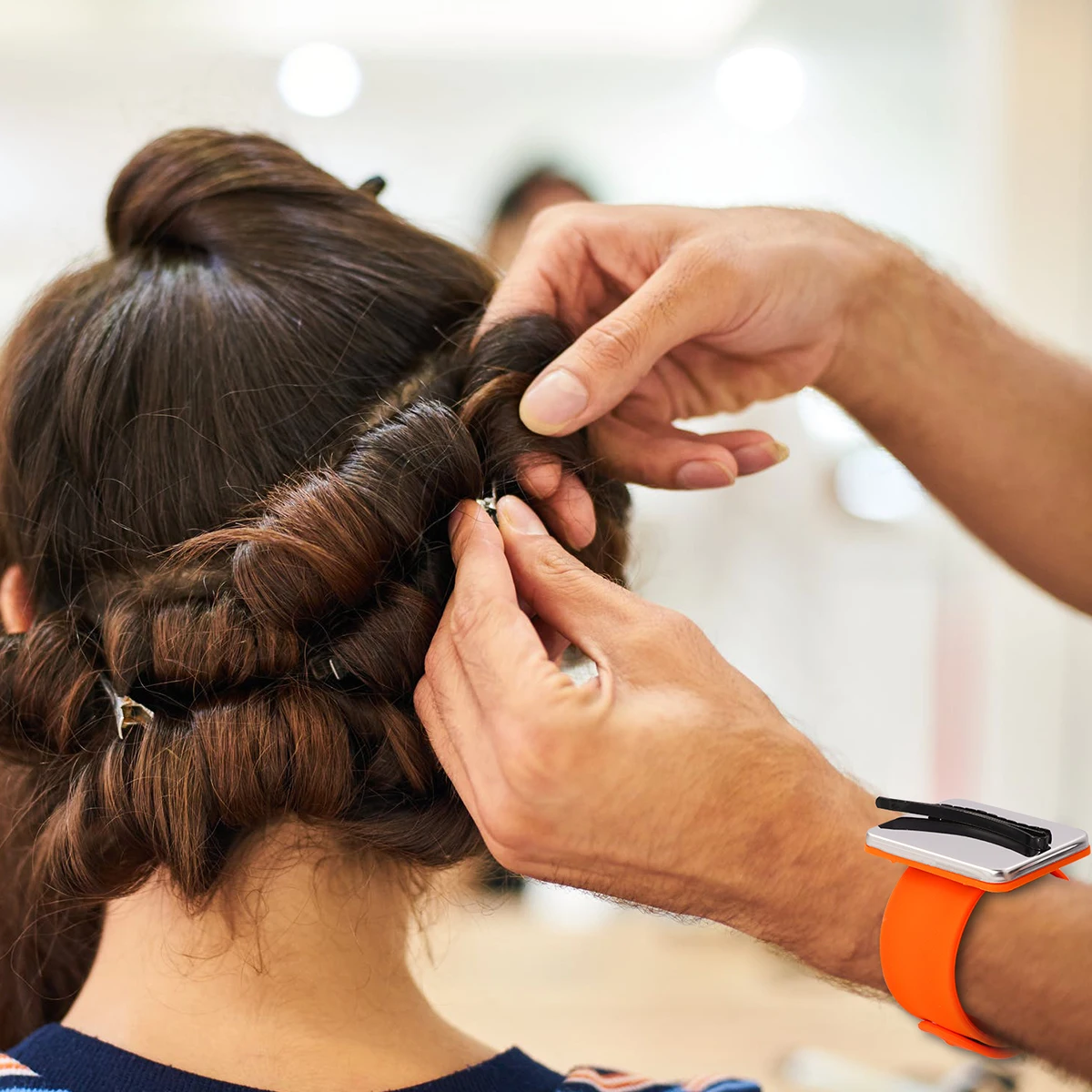 

Магнитный браслет-булавка Бобби, синий силиконовый браслет премиум-класса для парикмахерских инструментов для укладки, держатель, аксессуар для повседневной носки