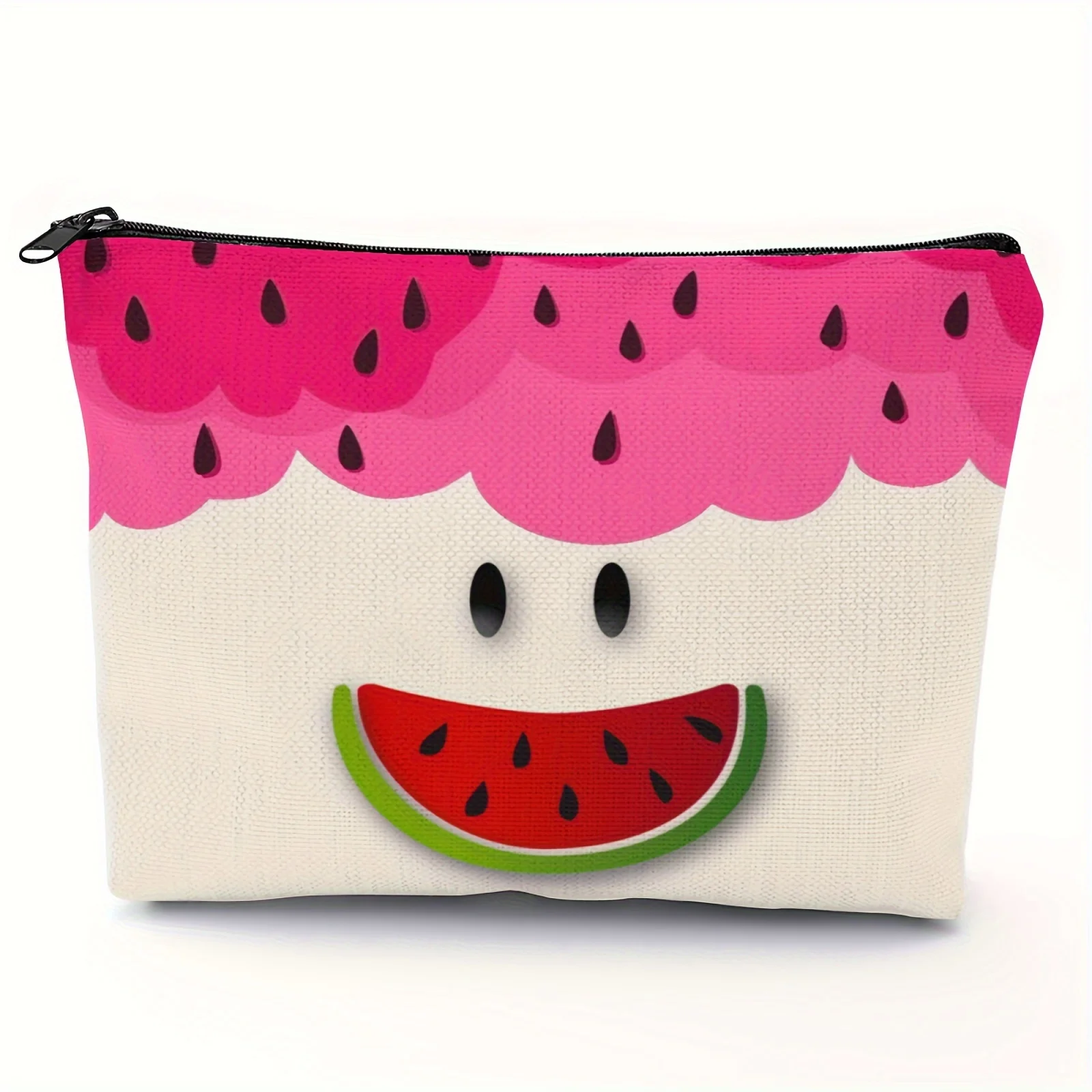 1 Piece of Simple Watermelon Print Makeup Bag - Multifunctional Zipper Pouch for Women, Perfect Travel Zipper Storage Bag, Fun Birthday Gift