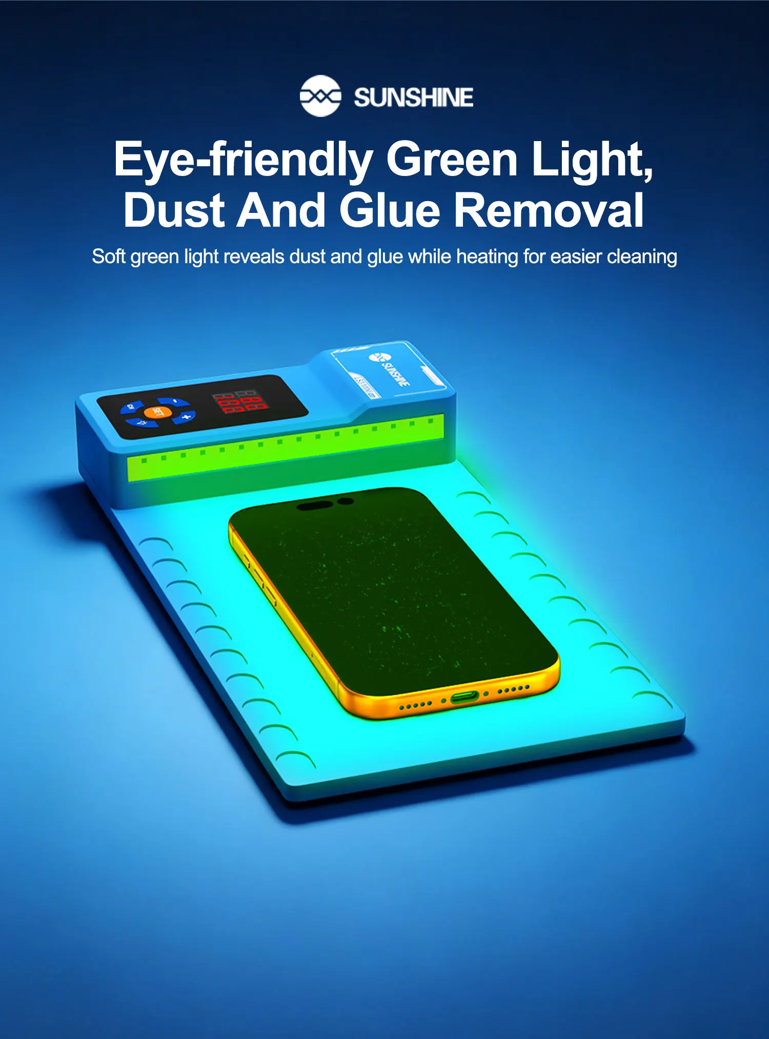 Sunshine LS3 Mini V2.0 10.5 Inch Screen Removal Heating Pad with Green Dust Detection Light Temperature Control Screen Separator