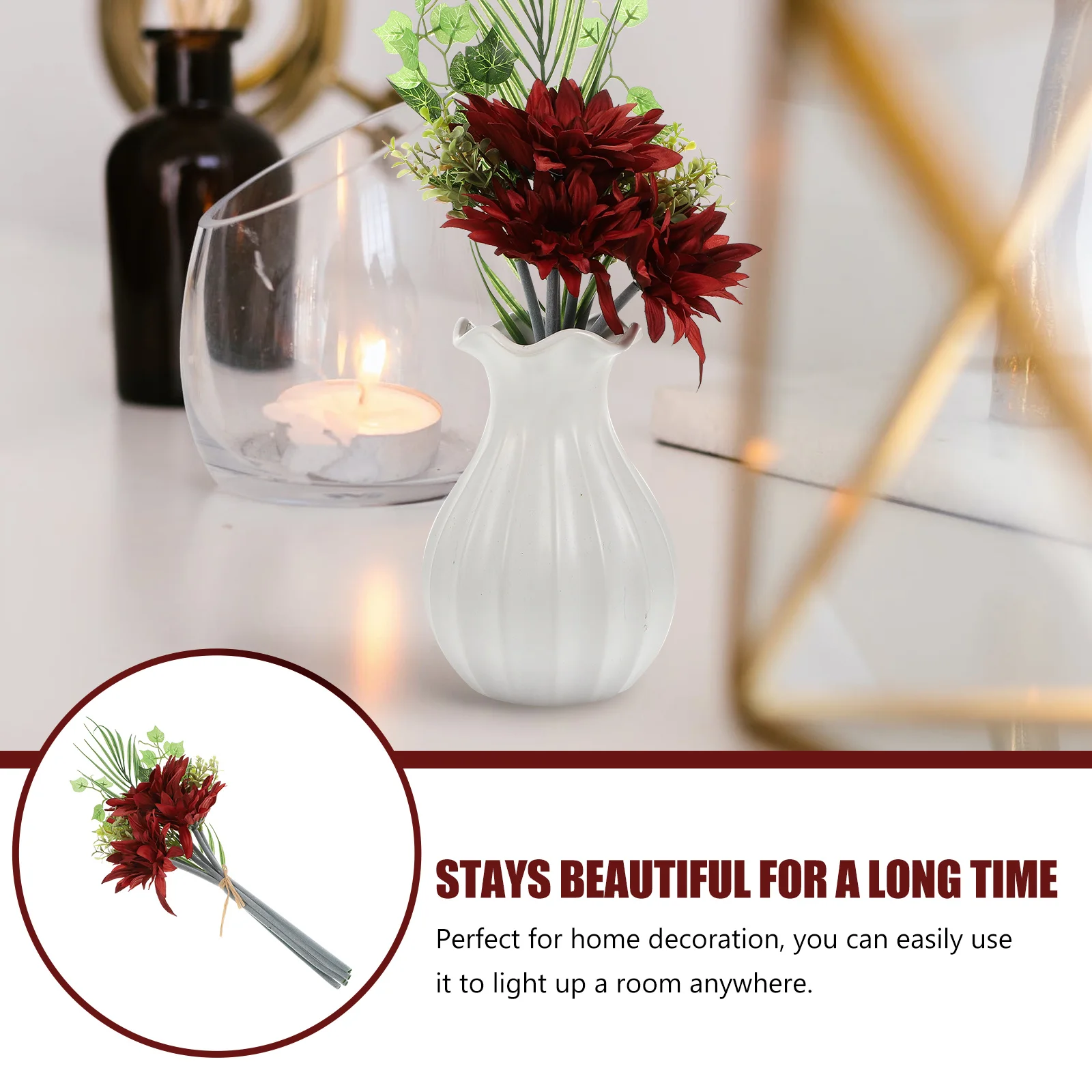 

Artificial Bouquet Decoration Fake Floral Flower Spring Home Flowers Simulation Red Imitation Bride