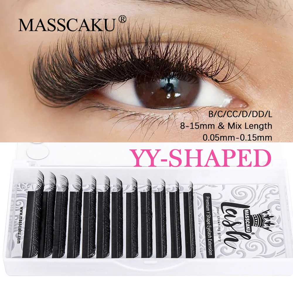 

New design c/d curl faux mink soft individual eyelashes hot selling YY type false eyelash extensions with custom package