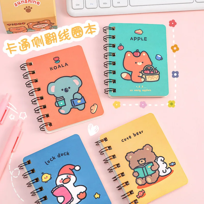 10 pièces 8*10.5 cm dessin animé A7 petite bobine cahier écoliers transporter Mini cahier blanc pour apprendre bureau bloc-notes de poche