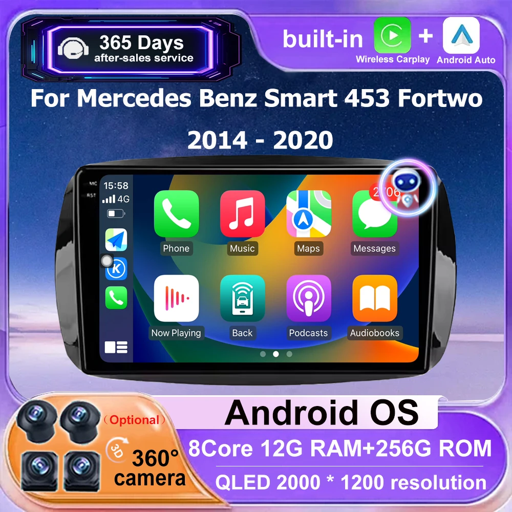 

Wireless Carplay For Mercedes Benz Smart 453 Fortwo 2014 - 2020 Android Auto Car Radio Multimedia Video Player GPS 4G Bluetooth