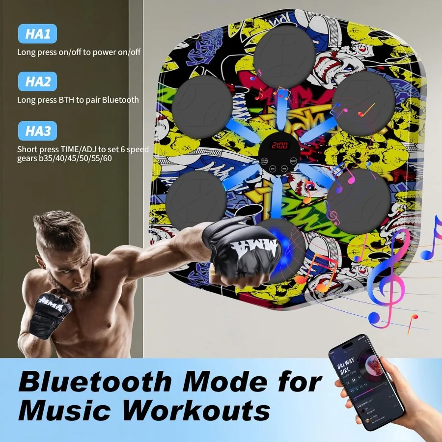 Wall Mounted Music Boxing Machine for Adults and Bluetooth Smart Boxing Trainer with Electronic Target for Home Gym Interactive