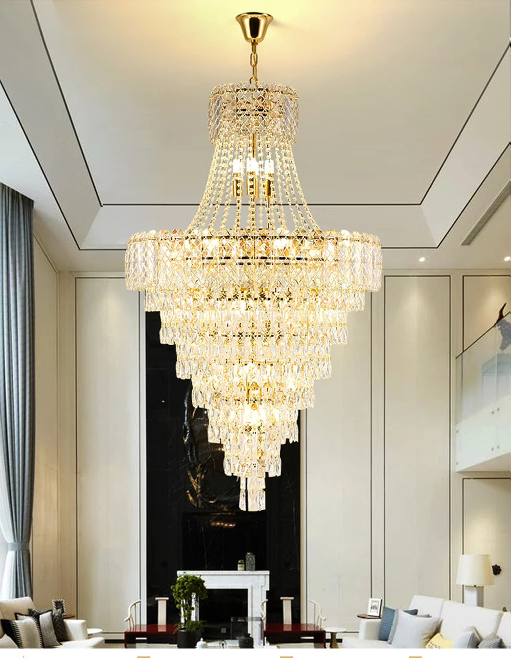 K9 Crystal Clear Amber Grey LED Chandelier