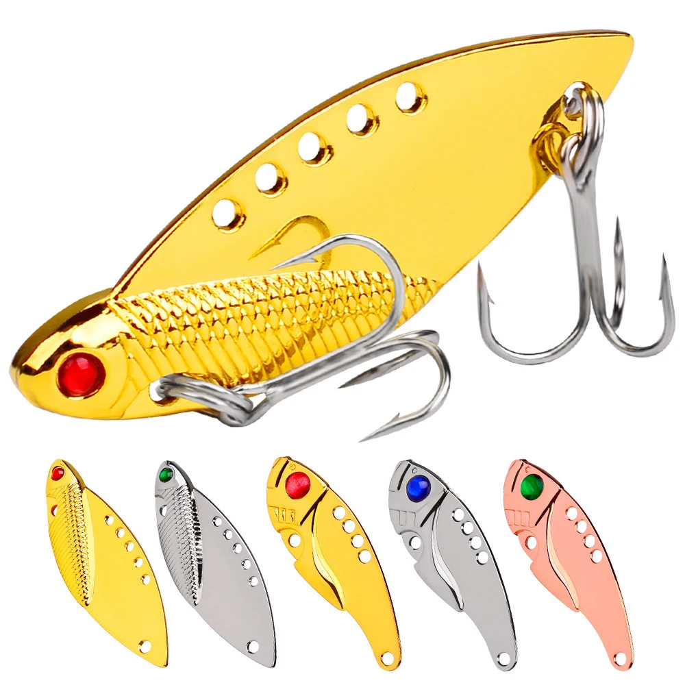 

PROBEROS 1pcs Spinner Bait 6cm/11g Metal Lure 6# Treble hook 5 Colors Sinking VIB Spoon Fishing lure Hard Wobbler DW1283