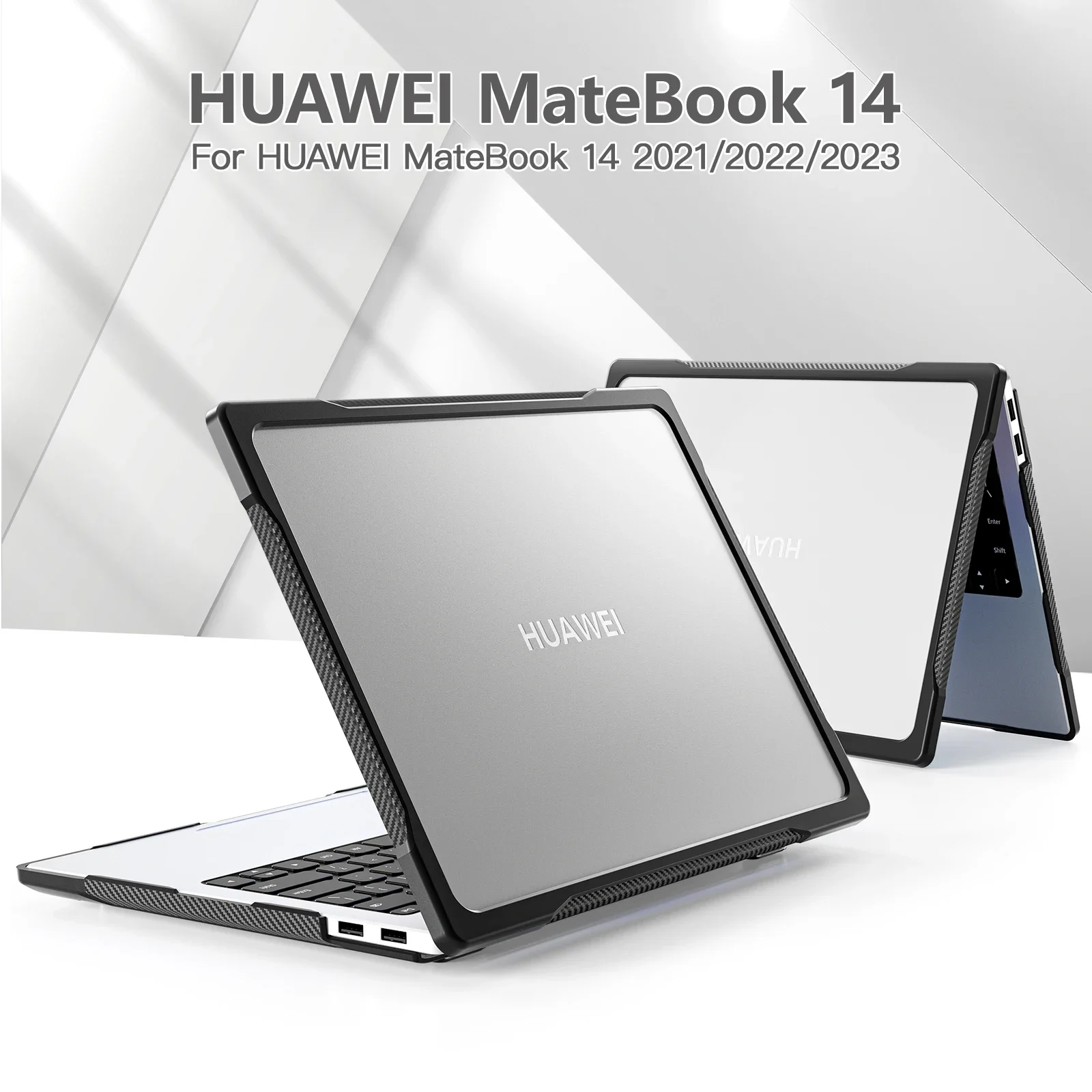 Non-Slip Anti-Scratch Laptop Case For Huawei MateBook 14 2021 2022 2023 Multi-Layers Full Body Protect Cover Hard PC+TPU Shell