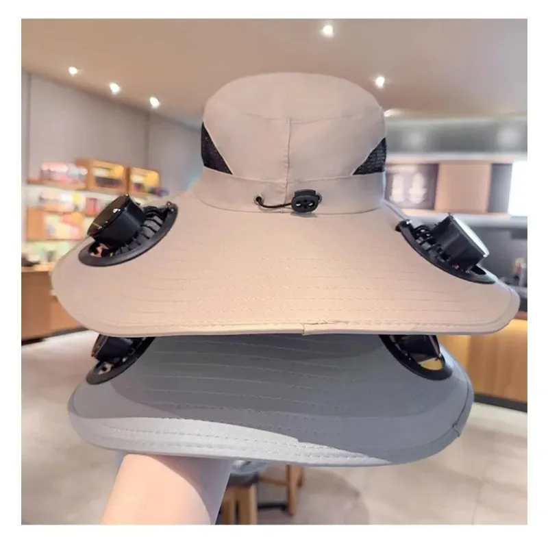 قبعة مع مراوح تعمل بالطاقة الشمسية، قبعة مروحة تعمل بالطاقة الشمسية للرجال والنساء، 2 مروحة شمسية وشحن USB، قبعة شمسية، قبعة شمسية مع قبعة شمس بمروحة