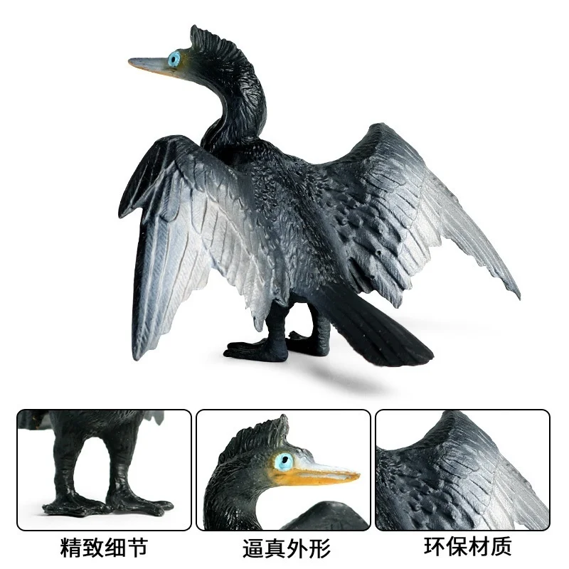 Simulation animal model cormorant, osprey, water crow, fish eating, bird, bird, children's solid plastic toy ornament