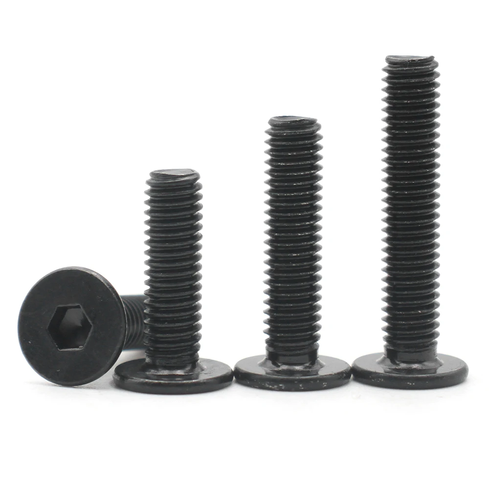 5-50pcs Black 304 Stainless Steel M2 M2.5 M3 M4 M5 M6 M8 CM Hex Socket Ultra Thin Super Low Flat Head Allen Screw Bolt