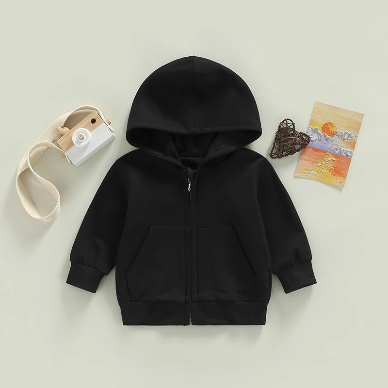 Bambino bambino autunno Casual cappuccio cappotto cardigan tinta unita maniche lunghe chiusura con cerniera giacca allentata per ragazzi ragazze