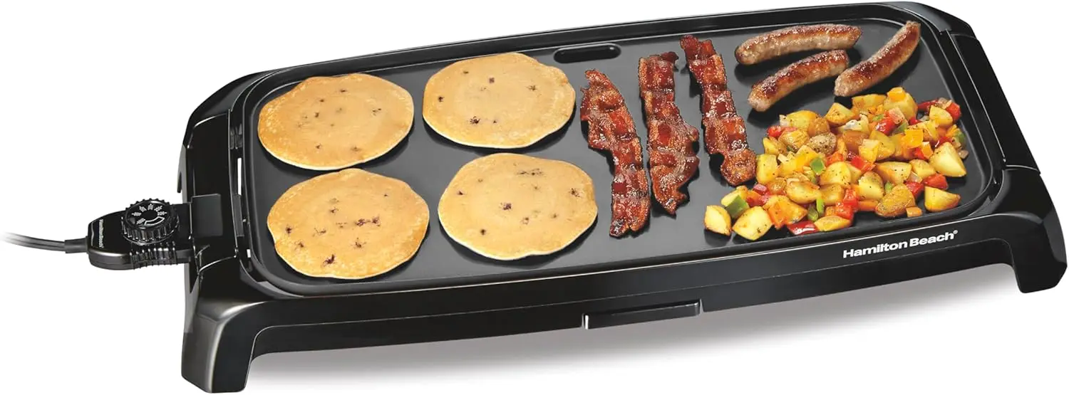 

200 Sq. In. Electric Griddle With Adjustable Temperature for 200 to 400 degrees, PTFE & PFOA Free Durathon Ceramic