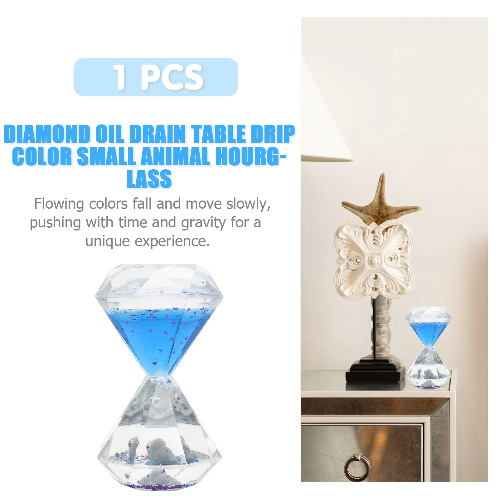 

Liquid Hourglass Blue Oil Timer Desktop Decor For Adults Home Office Desk Ornament Gift Hourglass Adornment