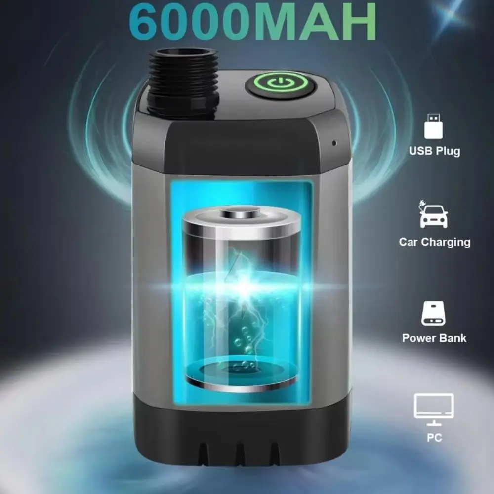 6000mAh Portable Camping Shower Intelligent LED Display Dual Speed Mode Electric Shower Pump Waterproof Quiet Outdoor Shower Set