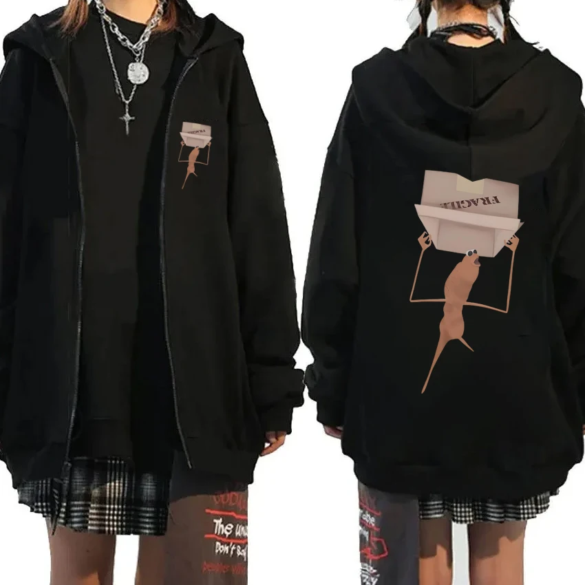 

Funny Marcus the worm Stealth Mode Graphics print Sweatshirt Men women harajuku fashion Coat Unisex Fleece Casual Zipper Hoodie