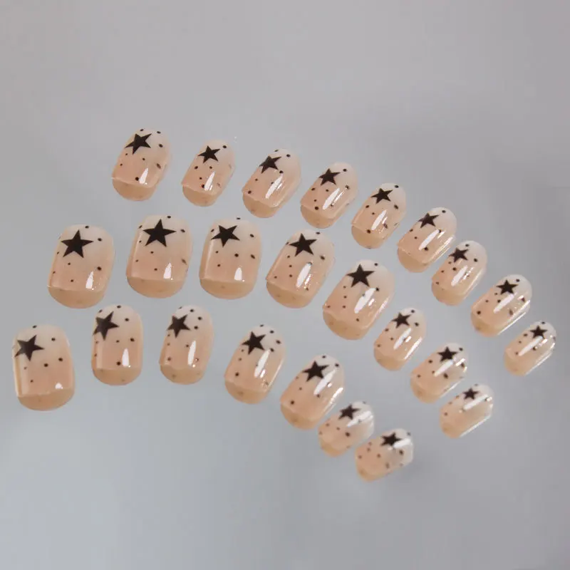 24 قطعة/المجموعة مربع قصير الصحافة على الأظافر Y2K عارية عين القط الأظافر وهمية ستار البولكا نقطة قابلة لإعادة الاستخدام أظافر صناعية عيد الميلاد يرتدي الأظافر
