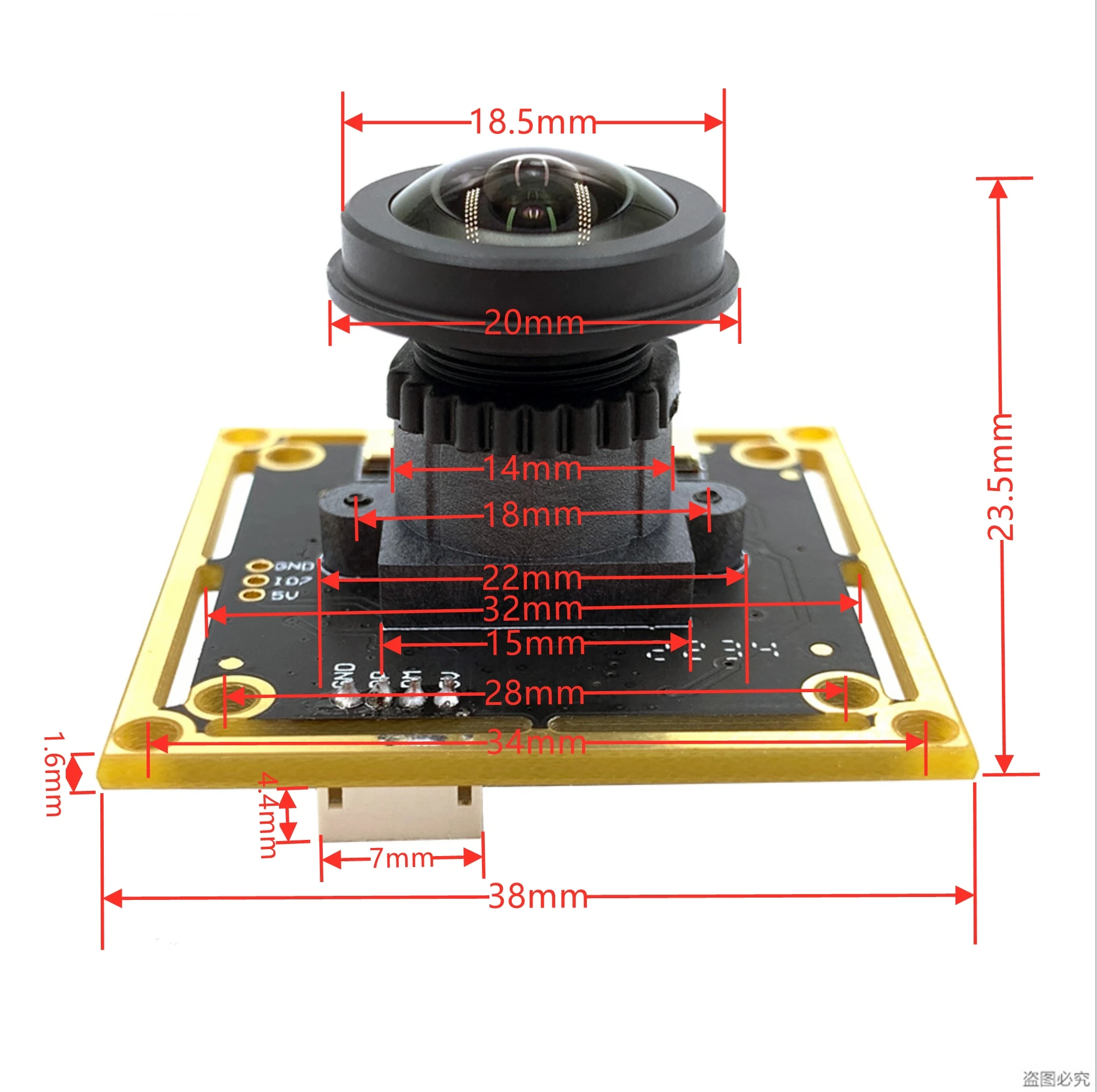 HDR Starvis 0.001Lux 5.0MP CMOS Sensor Color Square USB Camera with 1.7mm Fisheye Lens Wide Angle High Speed - view 3