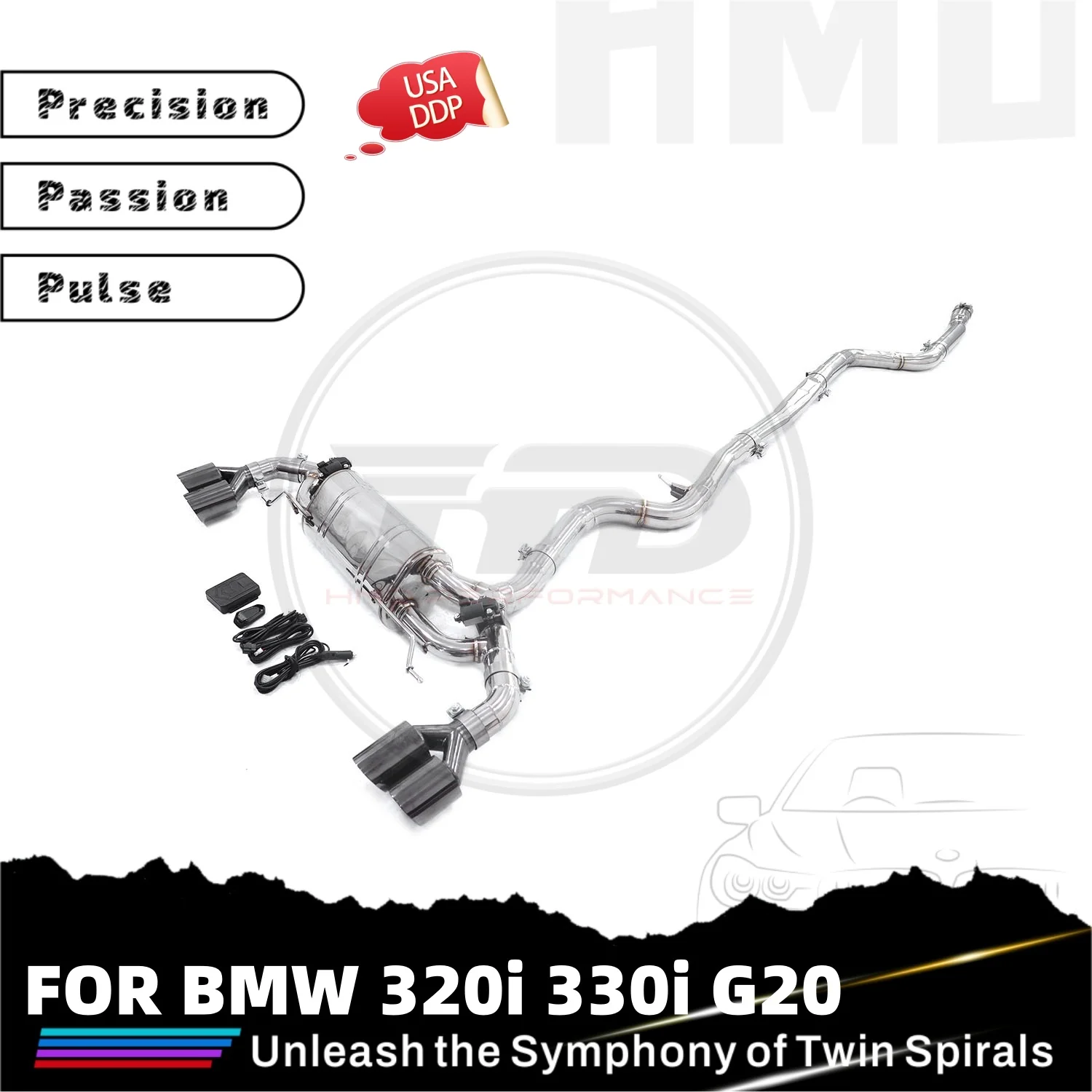 

HMD Catback для BMW 320i 330i G20, глушитель выхлопной системы из нержавеющей стали с клапаном дистанционного управления