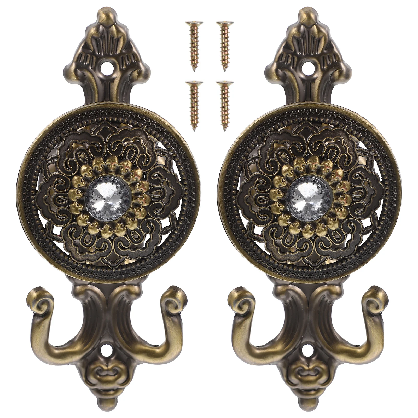 2 قطعة مجموعة خطافات حجر الراين خمر الستار الزخرفية السنانير متعددة الوظائف سبيكة Pothooks للمنزل الحمام دش منشفة قبعة