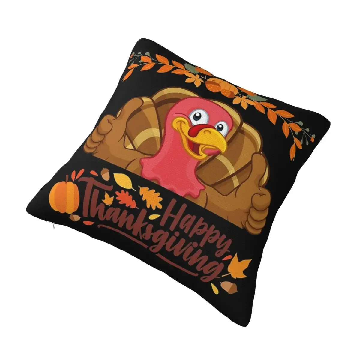 

L Turkey Dayl Happy Thanksgiving Day Square Pillowcase Polyester Cushion Zip Decorative Comfort Throw Pillow For Home Bedroom