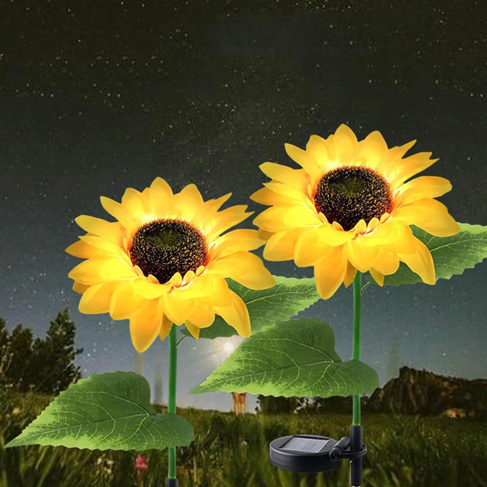 Sunflowers Outdoor Garden Solar Lamps Waterproof Decorative Flower Lights Landscape Romantic Brighter Portable for Wedding Party