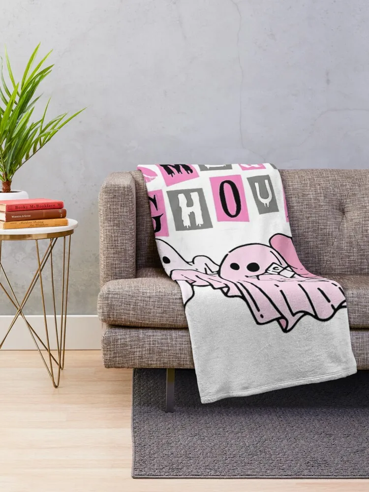 Cute Ghost Mean Ghouls Funny Halloween Costume Spooky Seaso Throw Blanket Hair Blankets For Sofas Bed Blankets