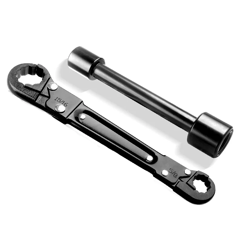 Angle stop wrench for 3/8 inch 1/2 inch, compression threaded dual pipe wrench