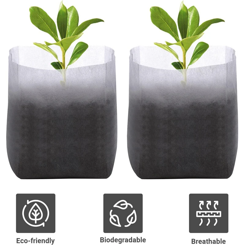 8x10cm 100pcs Biodegradable Seed Nursery Bags Non-Woven Plants GrowBags Fabric Seedling Pots Plants Pouch Home Garden Supply