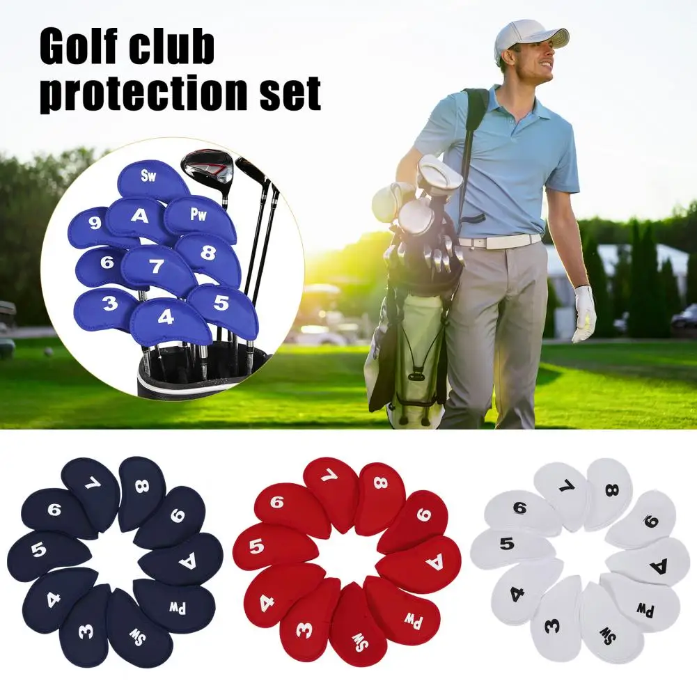 

10Pcs Golf Club Covers Waterproof Golf Club Head Covers Iron And Wedge Golf Clubs Headcover Fits Most Clubs Iron Club Shield Set