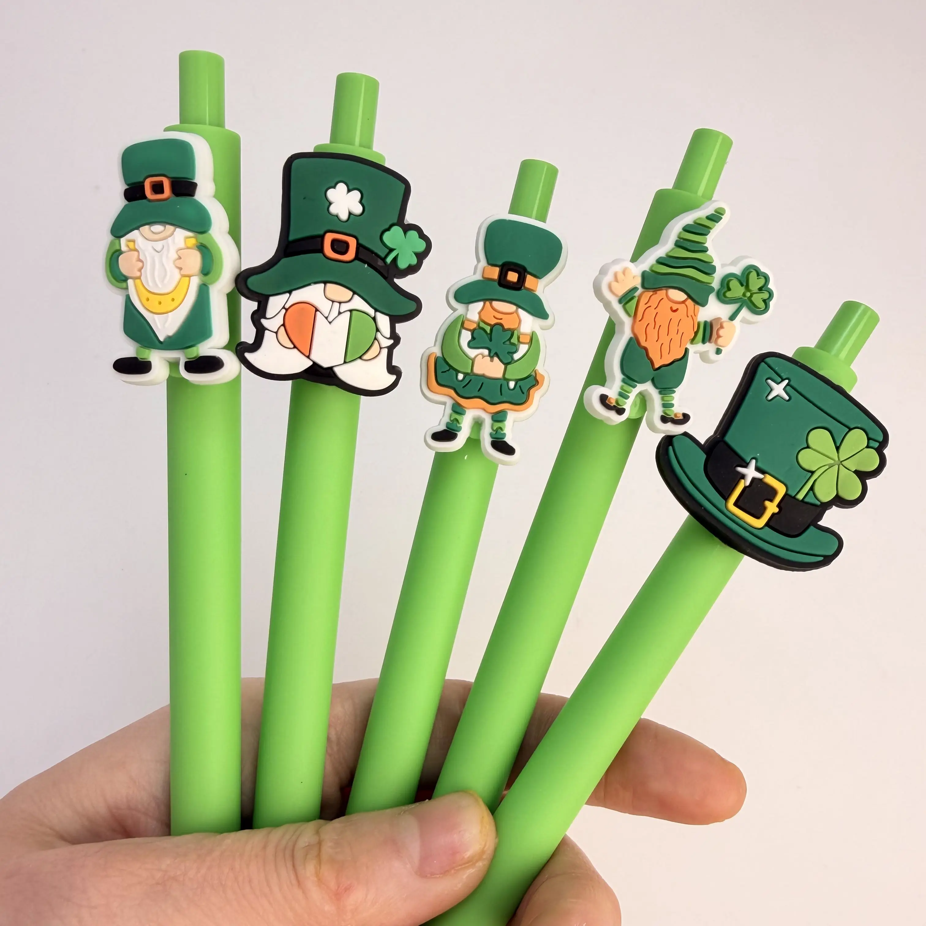 3-Pack of Randomly Assorted Styles: St. Patrick's Day Elf Gel Pens/Cute Irish Elf Retractable Ballpoint Pens/Black Ink/Green Clover Decorative Pens/Holiday Stationery Party Favors, Perfect for Note-Taking and Writing, Ideal Office and Study Supplies, Perfect Choice for Birthday Gifts, Christmas, Halloween, Valentine's Day, New Year Gifts, and Gifts for Friends! Easter Gift